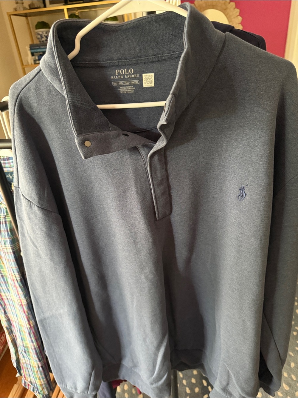 Polo by Ralph Lauren Slate Blue Snap-Front Pullover